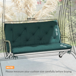 Outsunny 2 Seater Bench Pad, Garden Chair Cushion with Back and Ties for Indoor and Outdoor Use, 98 x 100 cm, Green - thumbnail 3