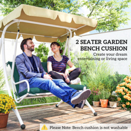 Outsunny 2 Seater Bench Pad, Garden Chair Cushion with Back and Ties for Indoor and Outdoor Use, 98 x 100 cm, Green - thumbnail 7