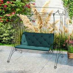 Outsunny 2 Seater Bench Pad, Garden Chair Cushion with Back and Ties for Indoor and Outdoor Use, 98 x 100 cm, Green - thumbnail 8