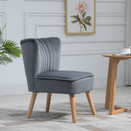 HOMCOM Velvet Armchair Duo: Tub-Style Accent Chairs with Padded Seat & Curved Back, Wooden Legs, Home Furniture, Grey - thumbnail 9