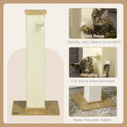 PawHut Tall Cat Scratching Post, 80cm Sisal Rope Climbing Tree with Play Ball, Durable Pet Activity Centre - Aosom UK - thumbnail 5