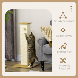 PawHut Tall Cat Scratching Post, 80cm Sisal Rope Climbing Tree with Play Ball, Durable Pet Activity Centre - Aosom UK - thumbnail 4