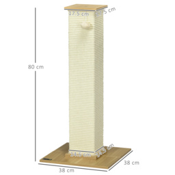 PawHut Tall Cat Scratching Post, 80cm Sisal Rope Climbing Tree with Play Ball, Durable Pet Activity Centre - Aosom UK - thumbnail 3