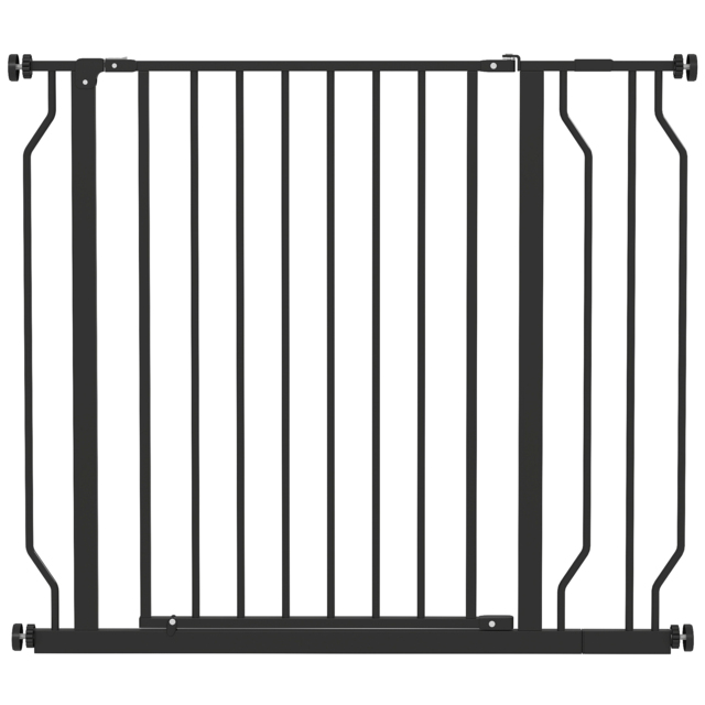 PawHut Wide Dog Safety Gate, with Door Pressure, for Doorways, Hallways, Staircases - Black - Aosom UK - image 1