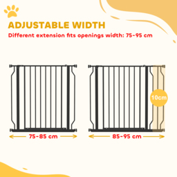 PawHut Wide Dog Safety Gate, with Door Pressure, for Doorways, Hallways, Staircases - Black - Aosom UK - thumbnail 4