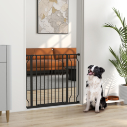 PawHut Wide Dog Safety Gate, with Door Pressure, for Doorways, Hallways, Staircases - Black - Aosom UK - thumbnail 2