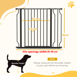 PawHut Wide Dog Safety Gate, with Door Pressure, for Doorways, Hallways, Staircases - Black - Aosom UK - thumbnail 3