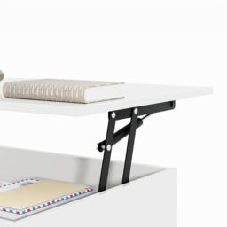 High-Gloss Coffee Table with Height and LED Lighting, Tea Table with Tempered Glass Top for Living Room, 100L x 50W x 33H cm, White - Aosom UK - thumbnail 7