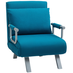 HOMCOM 4-in-1 Faux Suede Chair Bed - Blue - thumbnail 1