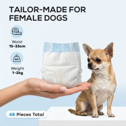 PawHut Disposable Dog Diapers Female Incontinence or Excitable Urination and Training 48 Count, XS, 15-33 cm - thumbnail 4