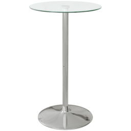 HOMCOM High Top Bar Table, Round Kitchen Table with Tempered Glass Top and Steel Base, Bistro Table for 2 People, Clear - Aosom UK