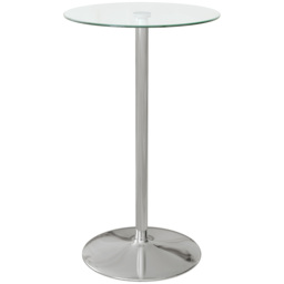 HOMCOM High Top Bar Table, Round Kitchen Table with Tempered Glass Top and Steel Base, Bistro Table for 2 People, Clear - Aosom UK