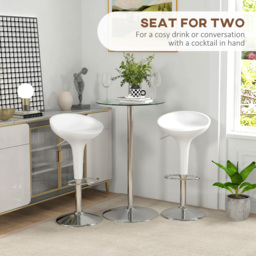 HOMCOM High Top Bar Table, Round Kitchen Table with Tempered Glass Top and Steel Base, Bistro Table for 2 People, Clear - Aosom UK - thumbnail 4