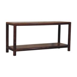 Wood Bench with Open-Slot Storage, Wooden Window Seat with Storage Shelf, Footstool for Living Room, Entryway, Brown - Aosom UK - thumbnail 6
