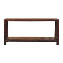 Wood Bench with Open-Slot Storage, Wooden Window Seat with Storage Shelf, Footstool for Living Room, Entryway, Brown - Aosom UK - thumbnail 2
