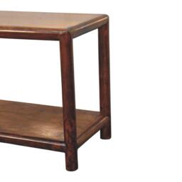 Wood Bench with Open-Slot Storage, Wooden Window Seat with Storage Shelf, Footstool for Living Room, Entryway, Brown - Aosom UK - thumbnail 5