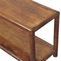 Wood Bench with Open-Slot Storage, Wooden Window Seat with Storage Shelf, Footstool for Living Room, Entryway, Brown - Aosom UK - thumbnail 4