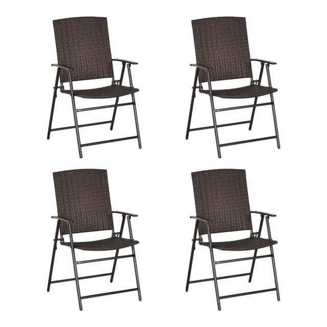 Outsunny 4pcs Rattan Chair Garden Furniture Wicker Foldable Chair Steel Frame for Poolside Garden - image 1