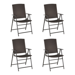 Outsunny 4pcs Rattan Chair Garden Furniture Wicker Foldable Chair Steel Frame for Poolside Garden