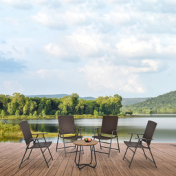 Outsunny 4pcs Rattan Chair Garden Furniture Wicker Foldable Chair Steel Frame for Poolside Garden - thumbnail 2