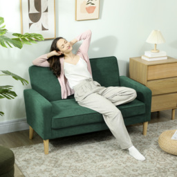 HOMCOM Two-Seater Velvet-Feel Sofa - Green - thumbnail 7