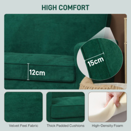 HOMCOM Two-Seater Velvet-Feel Sofa - Green - thumbnail 4