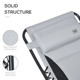 Outsunny Zero Gravity Chair, Folding Recliner, Patio Lounger w/ Cup Holder, Adjustable Backrest, Padded Pillow for Patio, Deck, Light Grey - Aosom UK - thumbnail 6