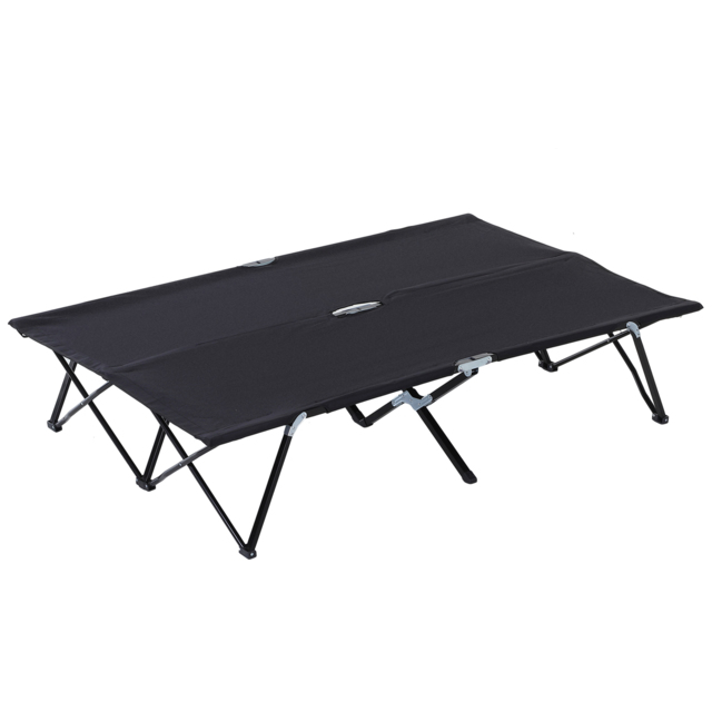 Outsunny Double Camping Cot Bed, with Bag - Black - image 1