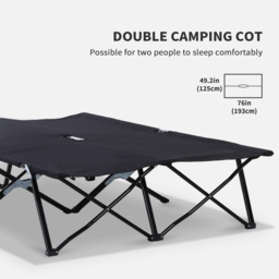 Outsunny Double Camping Cot Bed, with Bag - Black - thumbnail 6
