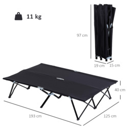 Outsunny Double Camping Cot Bed, with Bag - Black - thumbnail 3