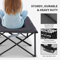 Outsunny Double Camping Cot Bed, with Bag - Black - thumbnail 4