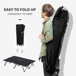 Outsunny Double Camping Cot Bed, with Bag - Black - thumbnail 5