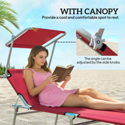 Outsunny Outdoor Foldable Sun Lounger Set of 2, 4 Level Adjustable Backrest Reclining Sun Lounger Chair with Angle - thumbnail 6
