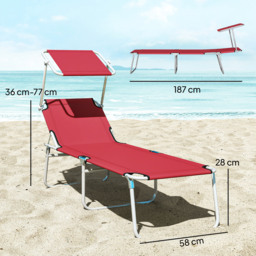 Outsunny Outdoor Foldable Sun Lounger Set of 2, 4 Level Adjustable Backrest Reclining Sun Lounger Chair with Angle - thumbnail 3