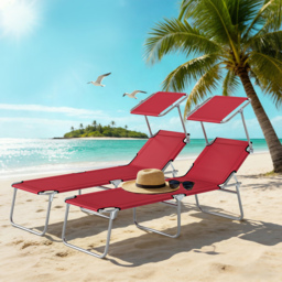 Outsunny Outdoor Foldable Sun Lounger Set of 2, 4 Level Adjustable Backrest Reclining Sun Lounger Chair with Angle - thumbnail 9