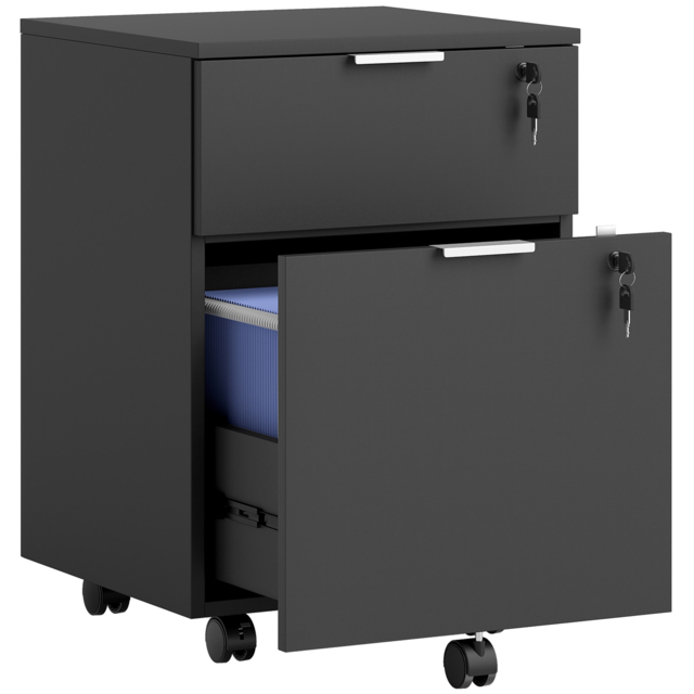 HOMCOM Two-Drawer Lockable Filing Cabinet - Black - image 1
