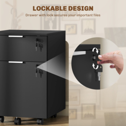 HOMCOM Two-Drawer Lockable Filing Cabinet - Black - thumbnail 6