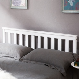 Double Wooden Bed Frame 4ft6 Solid Pine Wood with Eco-Friendly Finish, No Box Spring Required, Kids Double Bed, 198x141x82 cm, White - Aosom UK - thumbnail 5