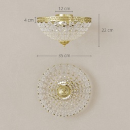 HOMCOM Crystal Chandelier Ceiling Light with 168 Octagonal Beads, Vintage 2-Light Flush Mount Ceiling Light for Living Room, Bedroom, Hallway, Dining Room, Gold Tone - thumbnail 3