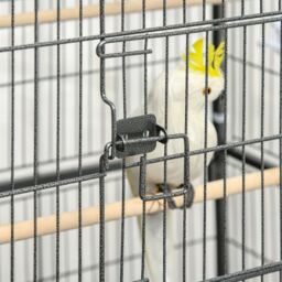 PawHut Large Bird Cage Budgie Cage for Finch Canaries Parakeet w/ Rolling Stand, Slide-out Tray, Shelf, Food Containers, Dark Grey - Aosom UK - thumbnail 8
