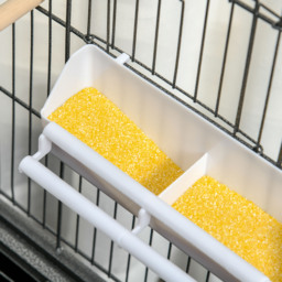 PawHut Large Bird Cage Budgie Cage for Finch Canaries Parakeet w/ Rolling Stand, Slide-out Tray, Shelf, Food Containers, Dark Grey - Aosom UK - thumbnail 9