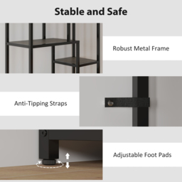 HOMCOM Seven-Tier Geometric Bookcase - Grey/Black - thumbnail 5
