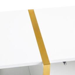 Modern TV Cabinet with Storage Cabinet and Open Shelves for 85-Inch TV, Entertainment Centre for Living Room, 190L x 35W x 45H cm, White+Gold - Aosom.UK - thumbnail 8