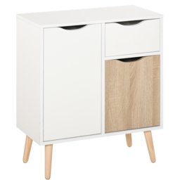 HOMCOM Floor Cabinet Storage Cupboard Sideboard with Drawer for Bedroom, Living Room, Entryway, Natural - Aosom UK