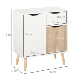 HOMCOM Floor Cabinet Storage Cupboard Sideboard with Drawer for Bedroom, Living Room, Entryway, Natural - Aosom UK - thumbnail 3