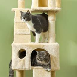 PawHut Deluxe Cat Tree, Kitten Scratching Post, Climbing Tower Activity Centre, Plush, Cream - Aosom UK - thumbnail 8