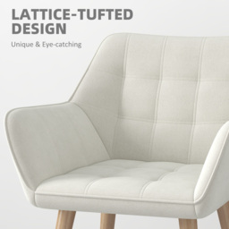 Set of 2 Accent Chair, Arm Chair with Slanted Back, Thick Padding and Rubber Wooden Legs for Living Room, Cream White - thumbnail 5