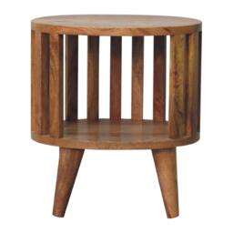 Ariella 100% Solid Mango Wood Single-Shelf Bedside Table with Nordic Legs, Hand-finished Desk with Open Shelf, 26L x 36W x 40H cm, Brown - Aosom UK - thumbnail 2
