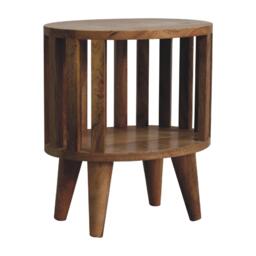 Ariella 100% Solid Mango Wood Single-Shelf Bedside Table with Nordic Legs, Hand-finished Desk with Open Shelf, 26L x 36W x 40H cm, Brown - Aosom UK - thumbnail 8