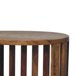 Ariella 100% Solid Mango Wood Single-Shelf Bedside Table with Nordic Legs, Hand-finished Desk with Open Shelf, 26L x 36W x 40H cm, Brown - Aosom UK - thumbnail 4